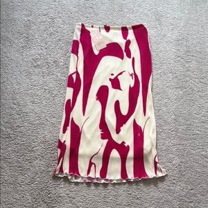 Pink Asymmetrical Ruffled Midi Skirt